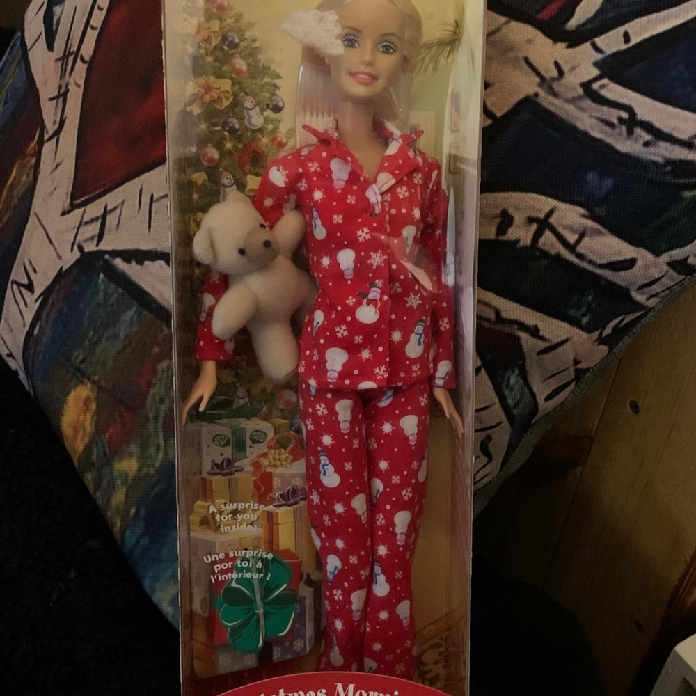Red Snowman Pajama Doll with Teddy Bear